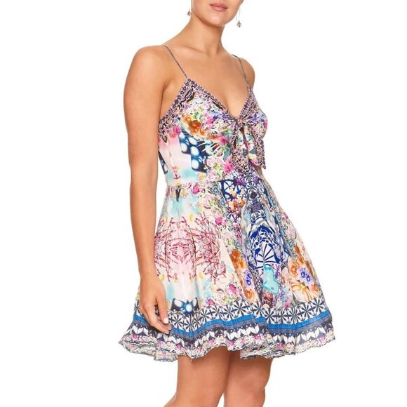 Camilla Short Dress With Tie Front Shibori Shores Size Small - Picture 8 of 12